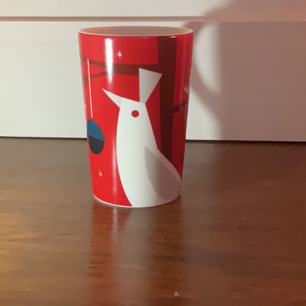 Starbucks Holiday Christmas Mug - 2012 - Red With White Bird Tree And Bauble